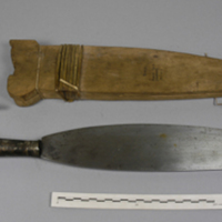 Single-edge, leaf-shaped blade knife with hilt 