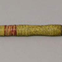 Lance with metal point, flaring barbs, possibly of european origin. Woven bamboo