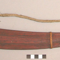 Sheath for kris - light brown wood on one side, dark brown on other; +