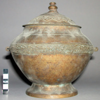Covered brass dish