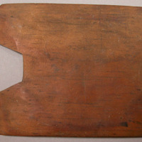 Carved wooden rectangular lid for jar or box, 7.1 x 9.6 cm.